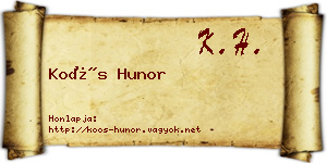 Koós Hunor névjegykártya